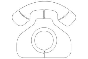 Old telephone continuous one line art drawing of outline vector illustration design