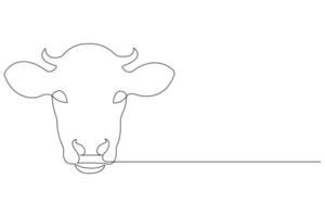 continuo uno línea Arte dibujo de vaca mascota animal concepto contorno vector ilustración