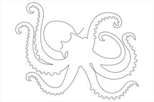 Octopus sea animal continuous one line art drawing of outline vector illustration