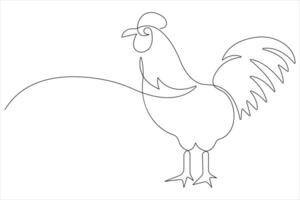 Continuous one line art drawing of pet animal chicken concept outline vector illustration