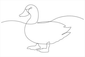 Continuous single line art drawing of pet animal duck concept outline vector illustration