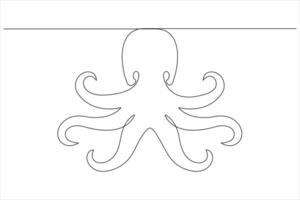 Octopus sea animal continuous one line art drawing of outline vector illustration