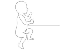 Continuous single line art drawing of baby sketch and concept outline vector