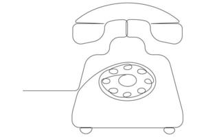 Old telephone continuous one line art drawing of outline vector illustration design