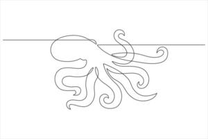 Octopus sea animal continuous one line art drawing of outline vector illustration