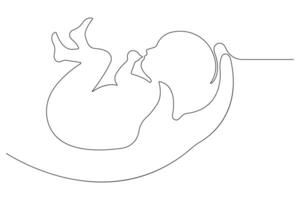 Continuous single line art drawing of baby sketch and concept outline vector