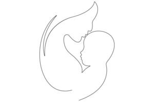 Continuous single line art drawing of baby sketch and concept outline vector