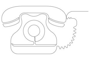 Old telephone continuous one line art drawing of outline vector illustration design