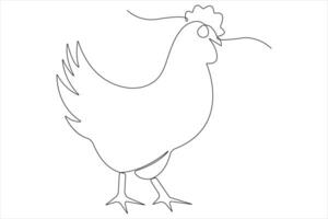 Continuous one line art drawing of pet animal chicken concept outline vector illustration