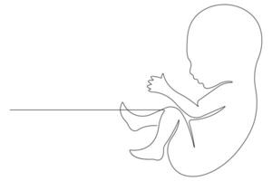 Continuous single line art drawing of baby sketch and concept outline vector