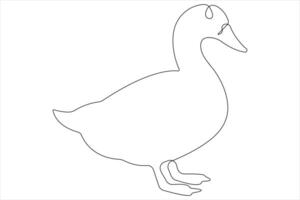 Continuous single line art drawing of pet animal duck concept outline vector illustration