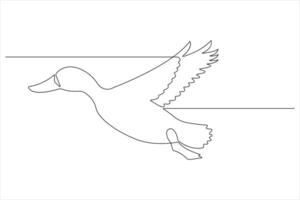 Continuous single line art drawing of pet animal duck concept outline vector illustration