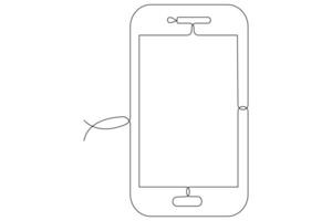 Continuous one line art smartphone touch screen gadget modern technology design outline vector illustration