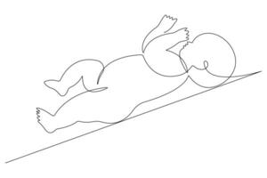 Continuous single line art drawing of baby sketch and concept outline vector