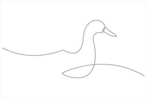 Continuous single line art drawing of pet animal duck concept outline vector illustration