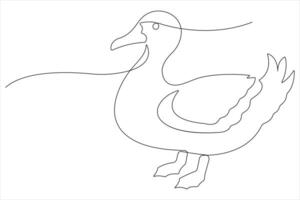 Continuous single line art drawing of pet animal duck concept outline vector illustration