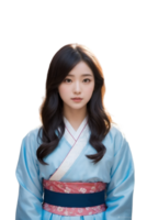 ai generiert asiatisch Frau tragen Kimono auf transparent Hintergrund png