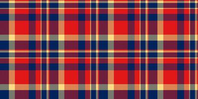 Old-fashioned background vector pattern, female check seamless fabric. Scenery texture plaid tartan textile in blue and red colors.