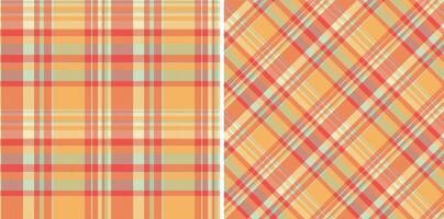 Seamless texture fabric of plaid background vector with a check pattern tartan textile. Set in happy colors for scrapbook layout ideas.