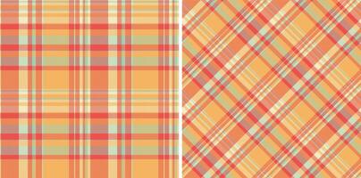 Seamless texture fabric of plaid background vector with a check pattern tartan textile. Set in happy colors for scrapbook layout ideas.