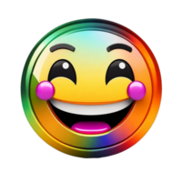 AI generated 3D renders colorful smiling emoji character cartoon style PNG Isolated on transparent background AI Generative