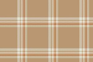Plaid background, check seamless pattern in beige. Vector fabric texture for textile print, wrapping paper, gift card or wallpaper.
