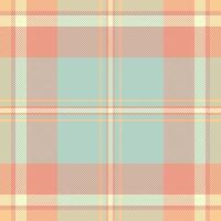 Contour vector fabric seamless, 1950s textile background pattern. Plain check texture plaid tartan in light and red colors.