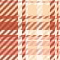 Girl tartan seamless background, magazine plaid pattern check. Strip vector texture textile fabric in red and peach puff colors.