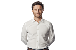 AI generated Portrait of a young smiling man looking into the lens on a transparent background png