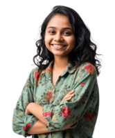 AI generated Female  university student smiling happily on PNG transparent background.