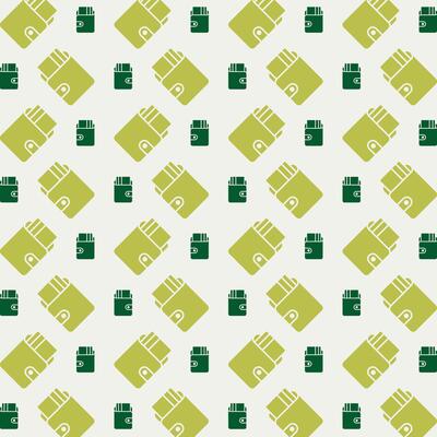 Wallet rare trendy multicolor repeating pattern vector illustration green design