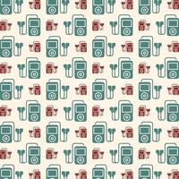 Music player unique trendy multicolor repeating pattern vector illustration background