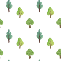 cute watercolor childish seamless pattern with trees on transparent background. gentle Wallpaper print with forest plants for nursery png