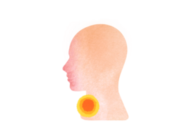 person suffers from Sore throat, runny nose. watercolor silhouette of head in profile with red nose isolated on transparent background. clipart and cut out element png