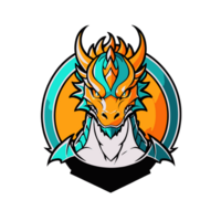 ai gerado logotipo Dragão mascote multicolorido adesivo png