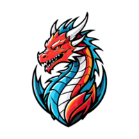 ai généré logo dragon mascotte multicolore autocollant png