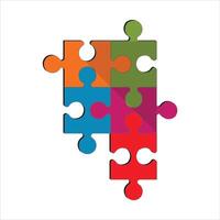 Colorful puzzle jigsaw icon vector Flat design template vector illustration. Eps 10. Geometric Puzzle Pieces. Infographic Base In Retro Colors