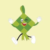 Ketupat mascot character illustration in vintage style with arms and legs with a variety of emotions and actions, great resource for icon, symbol, logo, sticker,banner. Eps 10 vector