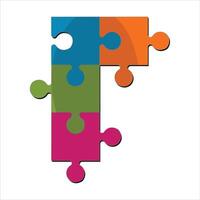 Colorful puzzle jigsaw icon vector Flat design template vector illustration. Eps 10. Geometric Puzzle Pieces. Infographic Base In Retro Colors