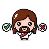 cute jesus with right and wrong choices vector