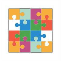 Colorful puzzle jigsaw icon vector Flat design template vector illustration. Eps 10. Geometric Puzzle Pieces. Infographic Base In Retro Colors