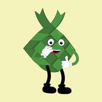 ketupat mascota personaje ilustración en Clásico estilo con brazos y piernas con un variedad de emociones y comportamiento, genial recurso para icono, símbolo, logo, pegatina, pancarta. eps 10 vector