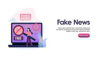 falso Noticias metáforas. masa medios de comunicación propaganda. pantalla modelo para móvil inteligente teléfono, aterrizaje página vector