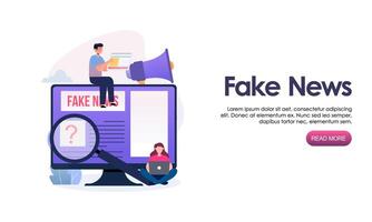 Fake news metaphors. Mass media propaganda. Screen template for mobile smart phone, landing page vector