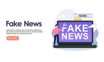 Fake news metaphors. Mass media propaganda. Screen template for mobile smart phone, landing page vector