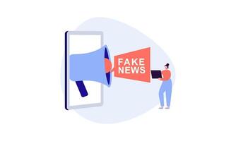 Fake news metaphors. Mass media propaganda. Screen template for mobile smart phone, landing page vector