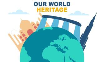 World Heritage Day Post Template Flat Design Illustration vector