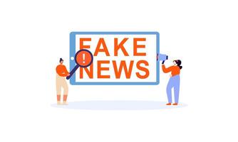 Fake news metaphors. Mass media propaganda. Screen template for mobile smart phone, landing page vector