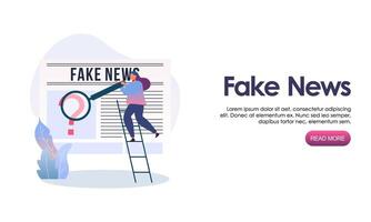 Fake news metaphors. Mass media propaganda. Screen template for mobile smart phone, landing page vector