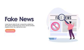 Fake news metaphors. Mass media propaganda. Screen template for mobile smart phone, landing page vector